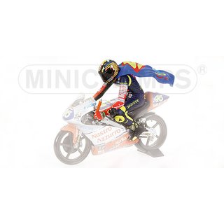 Minichamps 312970146 Figur Riding Valentino Rossi- World Champion GP 125 (1997) Massstab: 1:12