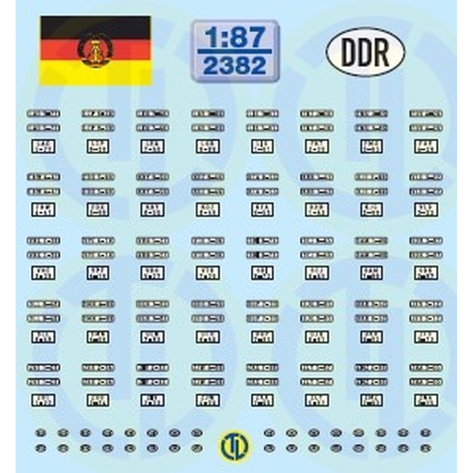 TL Decals 2382 DDR Kfz-Kennzeichen ab 1976 Maßstab 1:87