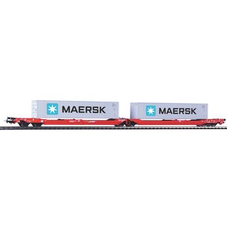 Piko 54775 Spur  H0 Taschenwagen T3000e Wascosa mit 2 Maersk 40 Containern