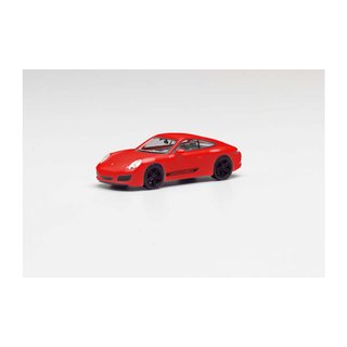 Herpa 420563 Porsche 911 (992) Carrera 4S Coupe, rot mit schwarzen Felgen  Mastab 1:87