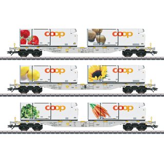 Mrklin 47461 Spur H0 Containerwagen-Set,Sgns-AAE Cargo AG, Coop, Ep.VI
