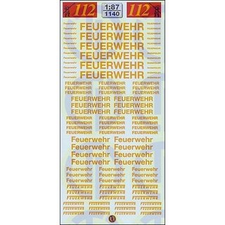 TL Decals 1140a Feuerwehr-Schriftzge - Goldgelb  Mastab 1:87
