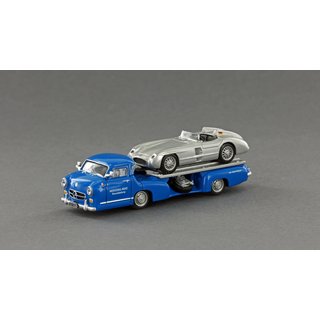 Lemke LE GRAND LE 87310 Mercedes Benz Rennwagen-Schnelltransporter, Blauer Wunder, MB 300 SLR, W196 S  Mastab 1:87