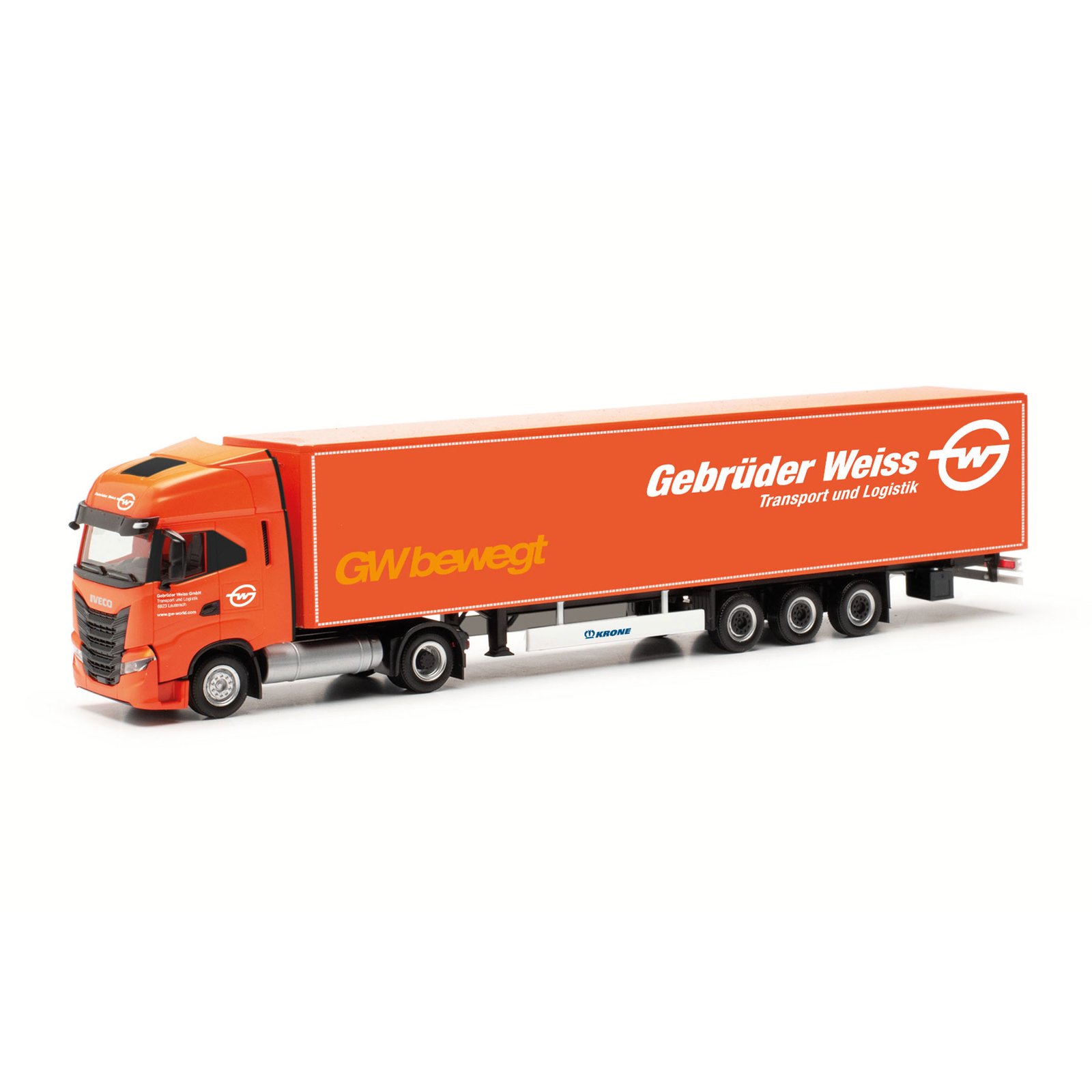 Modellino Herpa Iveco S-Way 6x2 Con Semirimorchio Pianale Arancione - Scala 1:87 (318259)