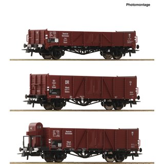 Roco 6600102 3-tlg. Set: Offene Gterwagen, DRB, Ep. II  Spur H0