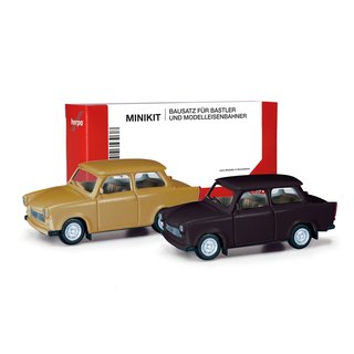 Herpa 013901-002 MiniKit 2x Trabant 601 Limousine, samtocker/rallyeschwarz  Mastab 1:87