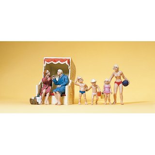 PREISER 10438 Paar im Strandkorb, spielende Kinder Massstab: H0