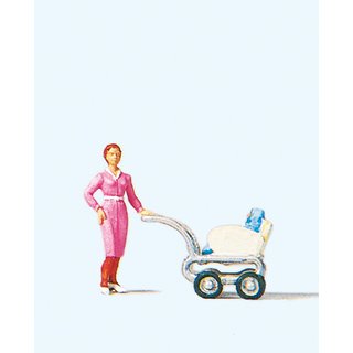 PREISER 28037 Frau mit Kinderwagen Massstab: H0