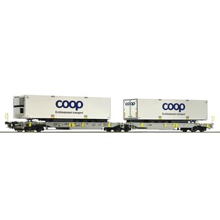 ROCO 67385 Doppeltaschen-Gelenkwagen, AAE mit zwei Coop Aufliegern, Ep.V-VI Spur H0