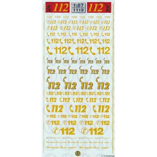 TL Decals 1119  Notrufnummern 112 - gelb Mastab 1:87