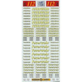 TL Decals 1128 Feuerwehr-Schriftzge Leuchtgelb/schwarzer Rand Mastab 1:87