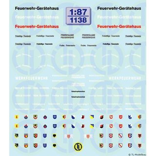 TL Decals 1138 Freiwillige Feuerwehr-Schriftzge/Trwappen  Mastab 1:87