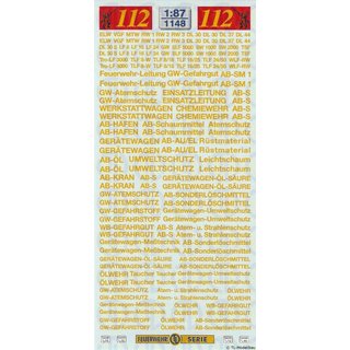 TL Decals 1148 Feuerwehr-Wechselbehlter-Beschriftungen Mastab: 1:87