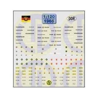 TL Decals 1966 Diverse DDR-Organe GST, DDR-Polizei usw.  Maßstab 1:120